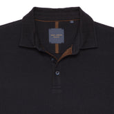 Textured Polo Shirt in Navy with Buttons